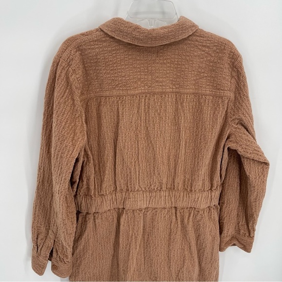 J. Crew Zip-Front Cinched Dress Corduroy Tan Sz 18 Women’s Long Sleeves - Picture 8 of 11